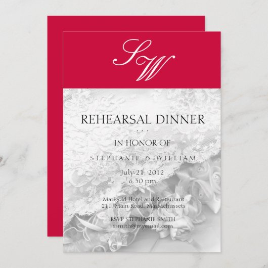 Rood monogram repetitie Inwendige Kaart (Voorkant / Achterkant)