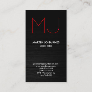 Rood monogram Verticaal elegant grijs Visitekaartj Visitekaartje