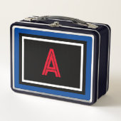 Rood Monogram Zwart Blauw Wit Polka Dots (Voorkant)