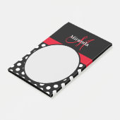 Rood Monogram Zwart Wit Polka Dot Post-it Notities Post-it® Notes (Schuin)