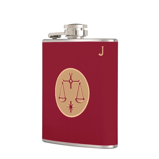 Rood monogrammed Flask - Zodiac - Weegblad Heupfles (Links)