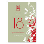 Rood & Mos Grijs Zen Bamboe bladeren Chinese bruil Kaart (Voorkant)