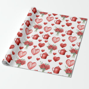 Rood motief met harten voor Valentijnsdag Cadeaupapier