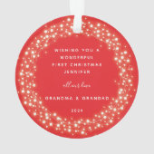 Rood mousserend lampje Eerste kerstfoto van Baby Ornament (achterkant)