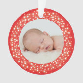 Rood mousserend lampje Eerste kerstfoto van Baby Ornament (voorkant)