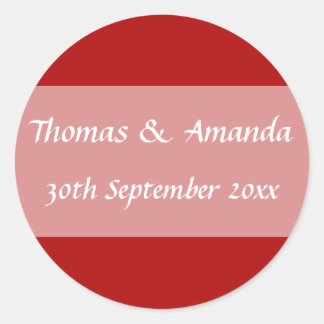 Rood Naam & Datum Envelopzegel Ronde Sticker