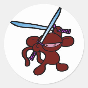 Rood Ninja Overhead-Geen woorden Ronde Sticker