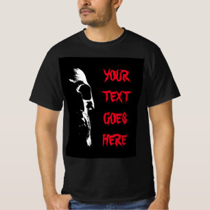 Rood Noodlijdende Tekst Mannen Halloween Schedel Z T-shirt
