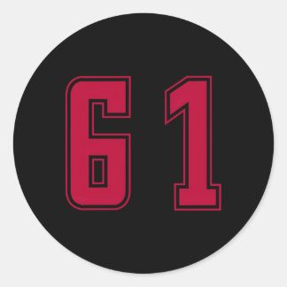Rood Nummer 61 Team Junior Sport Genummerd Uniform Ronde Sticker