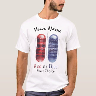 Rood of Blauw - Jouw Keuze | Cyberpunk Pil Kunst T-shirt