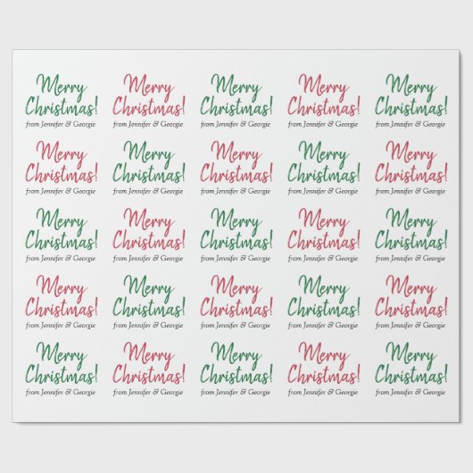 Rood of groen handschrift-als "Vrolijk kerstfeest" Cadeaupapier (Vlak)