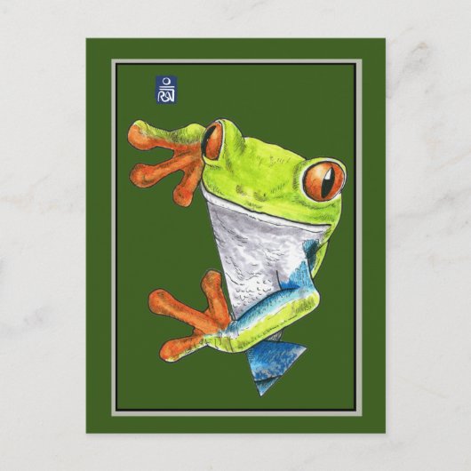 Rood-ogen Briefkaart kikker (Voorkant)
