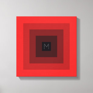 Rood omgekeerd 5-niveau Initiaal met piramide op m Canvas Afdruk