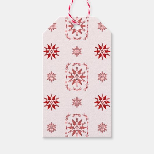 Rood omhuld ornamental Snowflake Gift Label Cadeaulabel (Voorkant)
