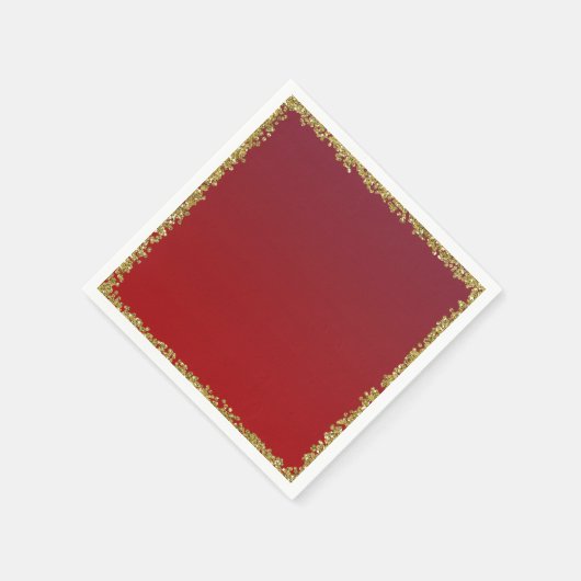 Rood ondergedompeld goud glitter glam sparkle part servet (Hoek)