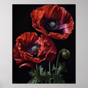 Rood Oosters Poppy Flowers Art Print Poster