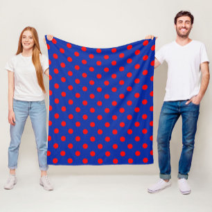 Rood op blauwe stippen patroonontwerp fleece deken