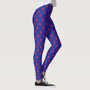 Rood op blauwe stippen patroonontwerp leggings