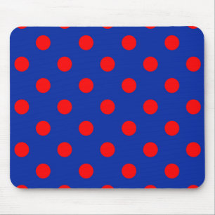 Rood op blauwe stippen patroonontwerp muismat