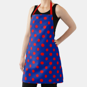 Rood op blauwe stippen patroonontwerp schort