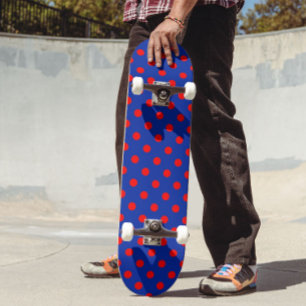 Rood op blauwe stippen patroonontwerp skateboard