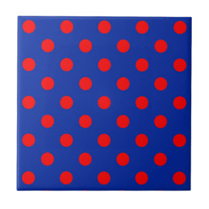 Rood op blauwe stippen patroonontwerp  tegeltje