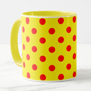 Rood Op Geel Stippen Patroon Ontwerp Mok