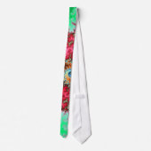 Rood op groen dubbelfractaal stropdas (Achterkant)