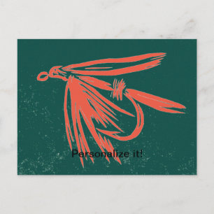 Rood op groen, natte vlieg fly fishing fly binden feestdagenkaart