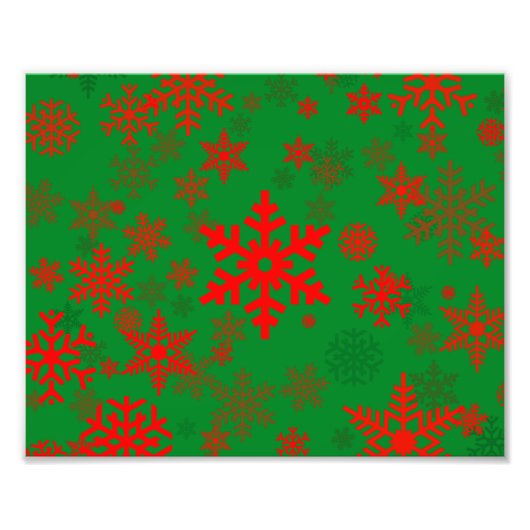 Rood op groene sneeuwvlokken voor iedereen foto afdruk (Voorkant)