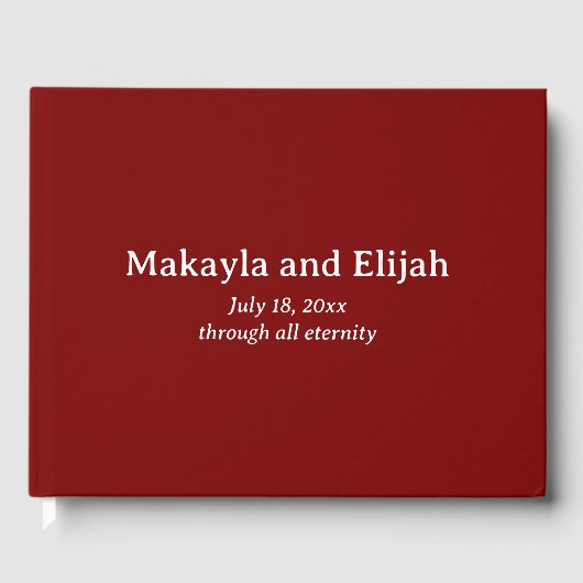 Rood op minimalistische bruiloft gastenboek (Voorkant)