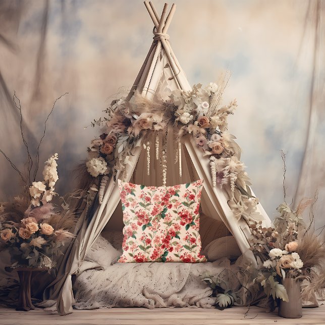 Rood op roze Hibiscus Bloemen Kussen (Creator heeft geüpload)