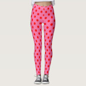 Rood op roze stippen Patroonontwerp Leggings (Voorkant)