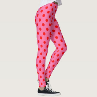 Rood op roze stippen Patroonontwerp Leggings