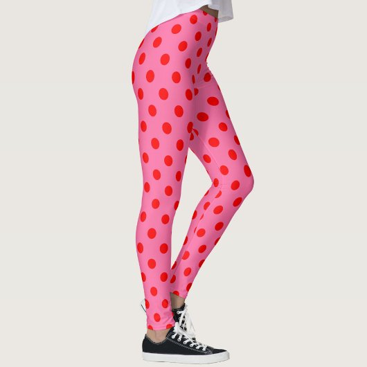 Rood op roze stippen Patroonontwerp Leggings