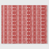 Rood op White African MudCloth Geïnspireerd Cadeaupapier (Vlak)