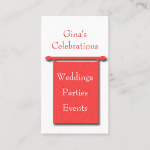 Rood op wit banner party planner Visitekaartje