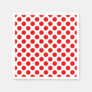 Rood op wit groot formaat polka dots papier servet