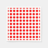 Rood op wit groot horizontaal polka stippenpapier servet (Voorkant)