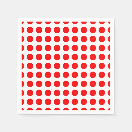 Rood op wit groot horizontaal polka stippenpapier servet (Voorkant)