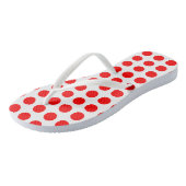 Rood op Witte Grote Grootte Horizontale Polka Dots Teenslippers (Schuin)