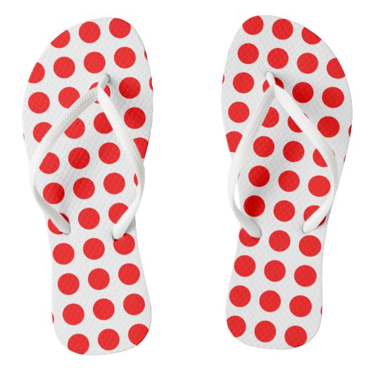 Rood op Witte Grote Grootte Horizontale Polka Dots Teenslippers (Voetbed)