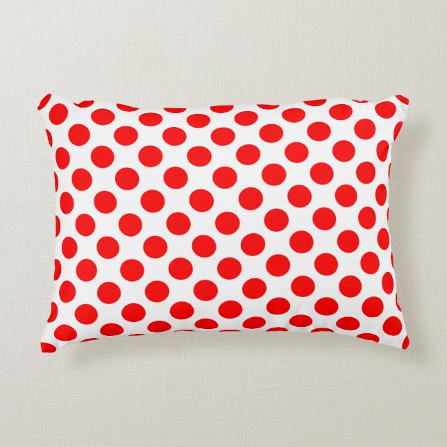 Rood op Witte Grote Grootte Polka Dots Accent Kussen (Voorkant)