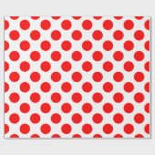 Rood op Witte Grote Grootte Polka Dots Cadeaupapier (Vlak)