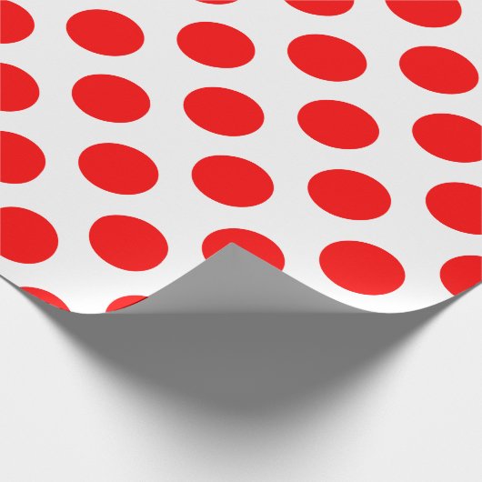 Rood op Witte Grote Grootte Polka Dots Cadeaupapier (Hoek)
