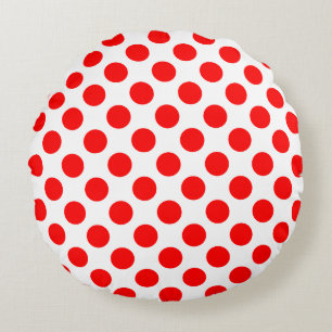 Rood op Witte Grote Grootte Polka Dots Rond Kussen
