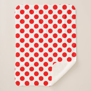 Rood op Witte Grote Grootte Polka Dots Sherpa Deken