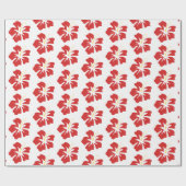 Rood op witte hibiscus cadeaupapier (Vlak)
