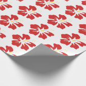 Rood op witte hibiscus cadeaupapier (Hoek)