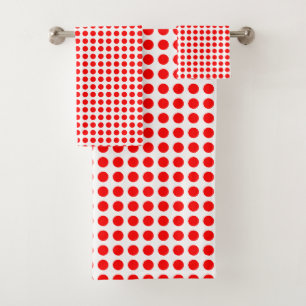Rood op witte middelgrote grootte horizontale polk bad handdoek